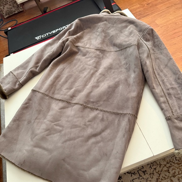 NOVELTI Vintage Sage Olive Green Faux Suede Coat Boho Cottagecore Penny Lane Y2K - Picture 7 of 7